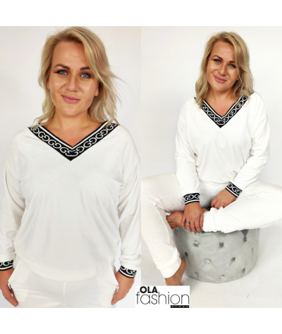 DRES WELUROWY ADA BIAŁY Z OZDOBNYM ŚCIĄGACZEM