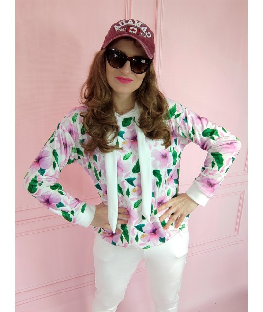 BLUZA AGNIESZKA kwiaty biała