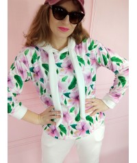 BLUZA AGNIESZKA kwiaty biała