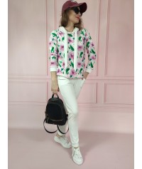 BLUZA AGNIESZKA kwiaty biała