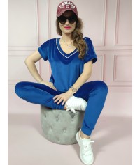 Dres welurowy Jola z haftem chaber