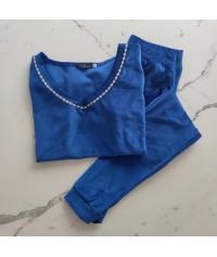 Dres welurowy Jola z haftem chaber