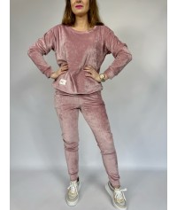 DRES WELUROWY KSENIA pudrowo rozowy