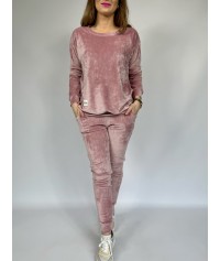 DRES WELUROWY KSENIA pudrowo rozowy