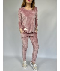 DRES WELUROWY KSENIA pudrowo rozowy