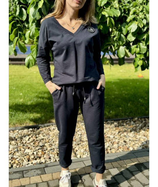 Komplet bawełniany ALEKSANDRA granatowy