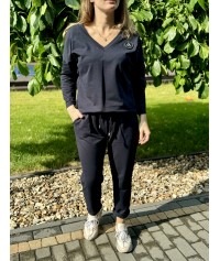 Komplet bawełniany ALEKSANDRA granatowy